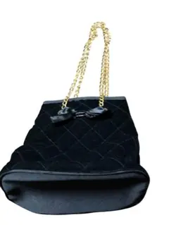 黒　ベルベットキルティングパーティーバッグ