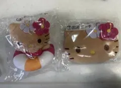 サンリオハローキティ当たりくじ　日焼け　キティ顔型ポーチ　マスコットセット