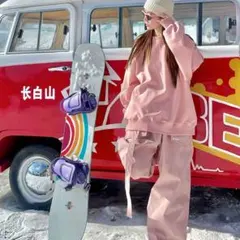 可愛い❗️一回だけ用着美品❗️ピンク スノーボードウェア セット