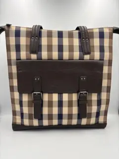 Aquascutum 高級チェックトート 美品本革