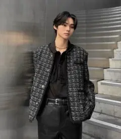 ALUDE SELECT black gord tweed jacket
