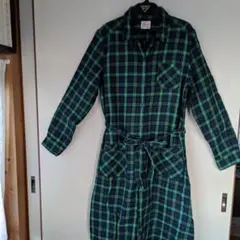 チェック柄長袖シャツワンピース 綿100%(フランネル)