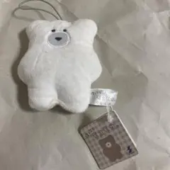 ほっこりモコモカ ホワイトクマ ストラップ人形ぬいぐるみ