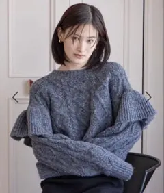 ケーブルフリルニットロングスリーブ　ローリーズファーム　ニット