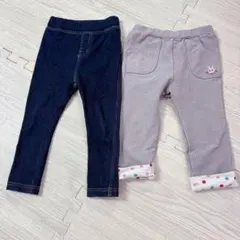 90cm 長ズボン2つセット　ホットビスケッツ　西松屋　レギンス　デニム