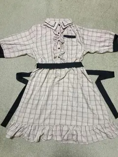 チェック柄フリル付きワンピース　量産型地雷系　ロリィタ