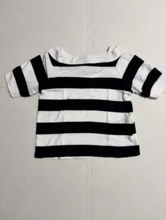 ボーダー 半袖Tシャツ リボン付き ホワイト×ネイビー F