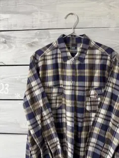 JOURNAL STANDARD コットン チェック ワークシャツ ネイビー×茶