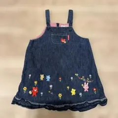 ミキハウス　刺繍付きデニムワンピース 95cm以下