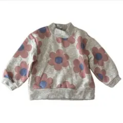 西松屋　エルフィンドール　花柄　グレー　ピンク　ブルー　トレーナー　裏起毛　80