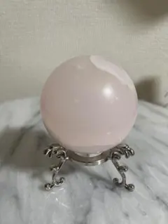 【天然石】ピンクカルサイト　スフィア　丸玉　シルバー台座付き