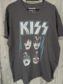 メンズ　グレー L バンド Tシャツ　キッス USA古着 XLサイズ