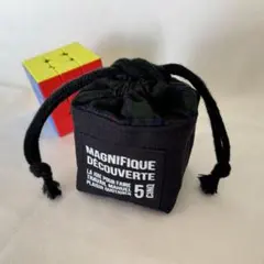 ルービックキューブポーチ　黒×グリーンチェック