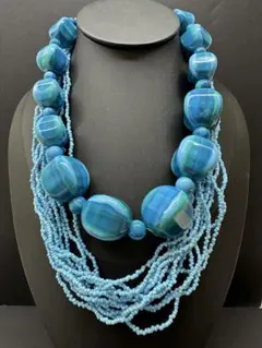 青色ビーズネックレス　2本セット！