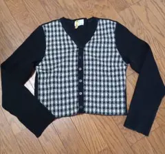 KUMIKYOKU 千鳥格子　カーディガン　黒　サイズ２