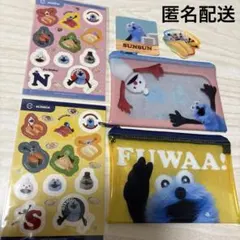 スシロー パペットスンスン クリアポーチ2点　シール2点 ステッカー2点　セット