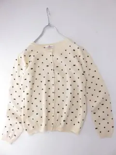 【値下げ】ギャラリービスコンティ　ドット　リボン刺繍　アイボリー　カーデガン　M