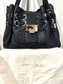 JIMMY CHOO ブラックレザー ハンドバッグ【美品】