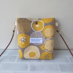 ハンドメイド ちょっとそこまでショルダー 北欧 グレー×黄色