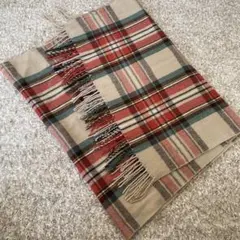 チェック柄フリンジマフラー