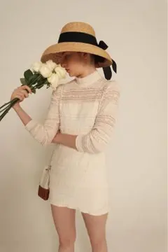 epine high neck lace onepiece エピヌレースワンピ