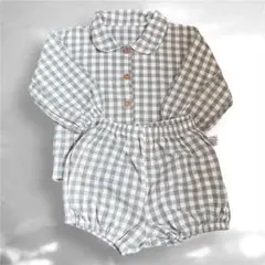 セットアップ グリーン チェック ギンガムチェック 80cm 韓国子供服