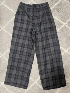 JUNRed ジュンレッド チェック ワイドパンツ サイズS グレー