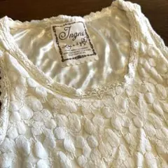 イング　INGNI タンクトップ　花　レース　白　M