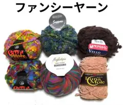 【値下げ】ファンシーヤーン 　5種6玉　パピー、イタリア製、ハマナカ