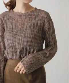 カスタネ ギンガムチェックハンドワッシャープルオーバー