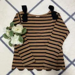 petit main ボーダー長袖カットソー 120