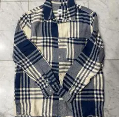ZARA ネイビーアイボリー チェックシャツ