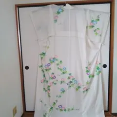 【きもの英】オーダーメイド 裾引き着物 舞踊 芸者 白地 朝顔 絽 洗える 夏物のサムネイル