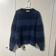 MONO-MART ネイビー ストライプ ニットセーター