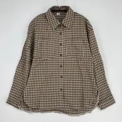 Q.GG ブラウン チェック柄 長袖シャツ Mサイズのサムネイル