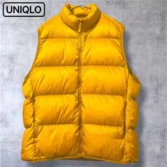 【極美品】ユニクロ ウルトラライトダウンベストXL イエロー 軽量 収納袋付