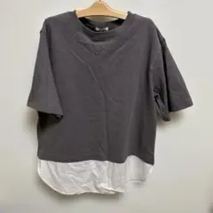 グレー バックリボン 半袖Tシャツ