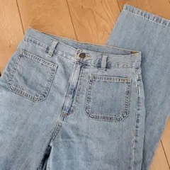 【美品】GU ジーユー　セミワイドデニムS　パッチポケット