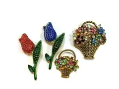 お花のブローチ4点セット