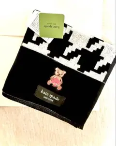 kate spade タオルハンカチ　千鳥格子 ブラック／ホワイト　新品未使用