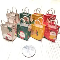 [ミニチュア]クリスマス紙袋 8個セットc