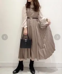 Heather サイドプリーツジャンスカ