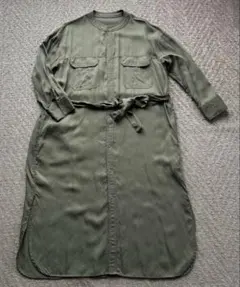 ROPE picnicオリーブ色 シャツワンピース ウエストリボン付き