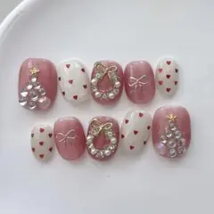 【現品】クリスマスネイル ベリーショート ネイルチップ 156 マグネットネイル