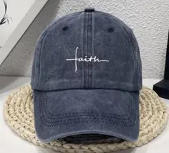 faithウォッシュ加工 ベースボールキャップ ネイビー　ユニセックス