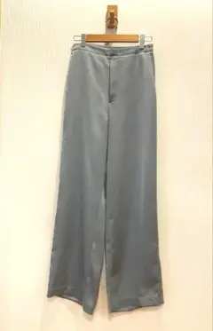 UNIQLOミントグレー　サテンワイドパンツ ゴムウエスト
