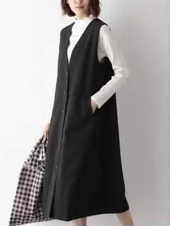 新品タグ付き GLOBAL WORK ロングジレ ベスト2WAY Fサイズ