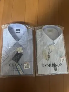 LORDSON & CHOYA ストライプワイシャツ2枚セット　半袖