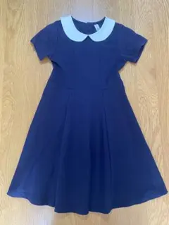 ワンピース 120 女の子 ネイビー 濃紺 丸襟 半袖 セレモニー