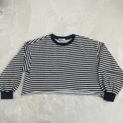 WEGO STANDARD ストライプ クロップド トレーナー S